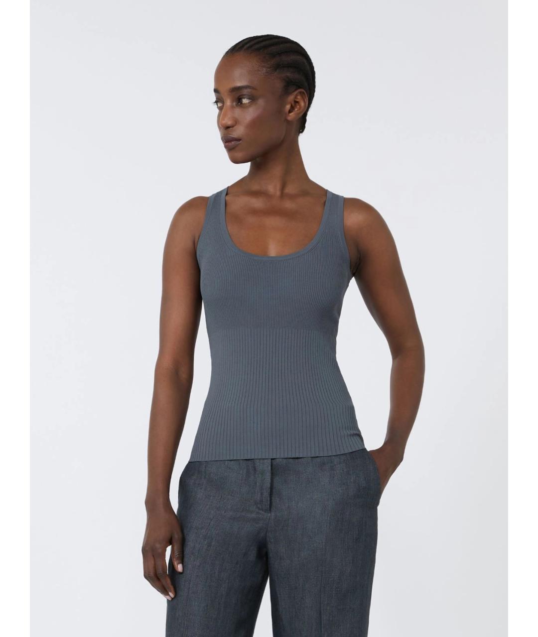 MAX MARA Серая вискозная майка, фото 3