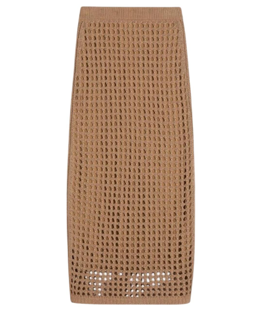 MAX MARA Коричневая хлопковая юбка миди, фото 1