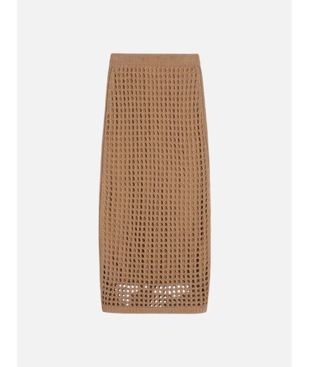 MAX MARA Коричневая хлопковая юбка миди, фото 7
