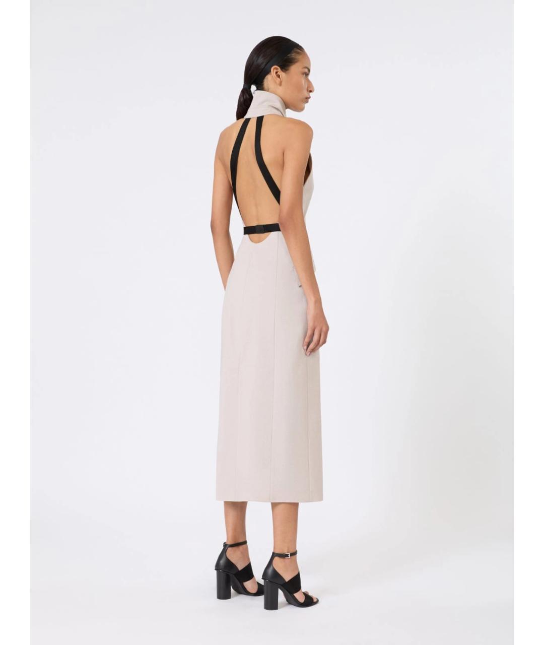 MAX MARA Бежевое хлопковое коктейльное платье, фото 4