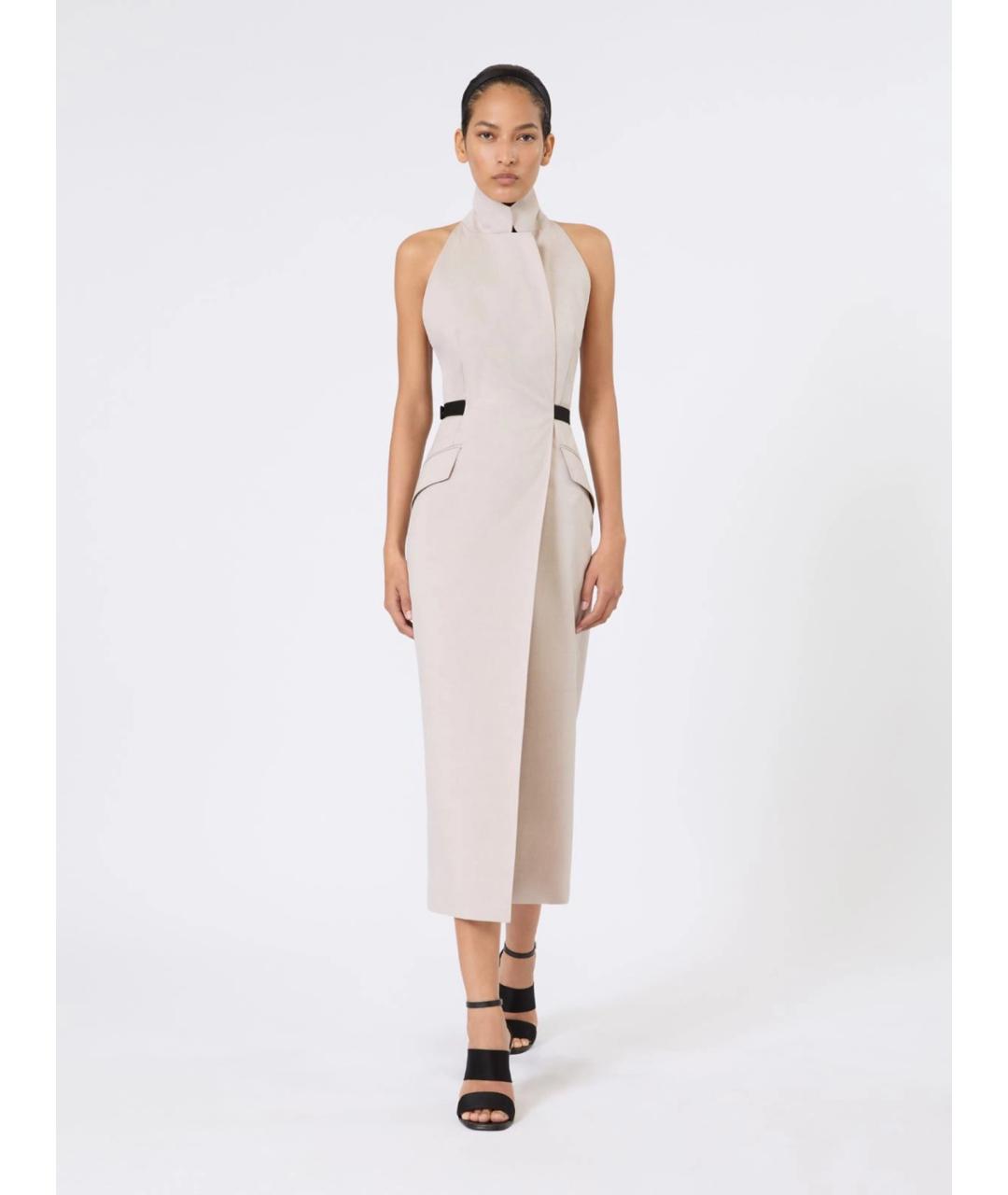 MAX MARA Бежевое хлопковое коктейльное платье, фото 2