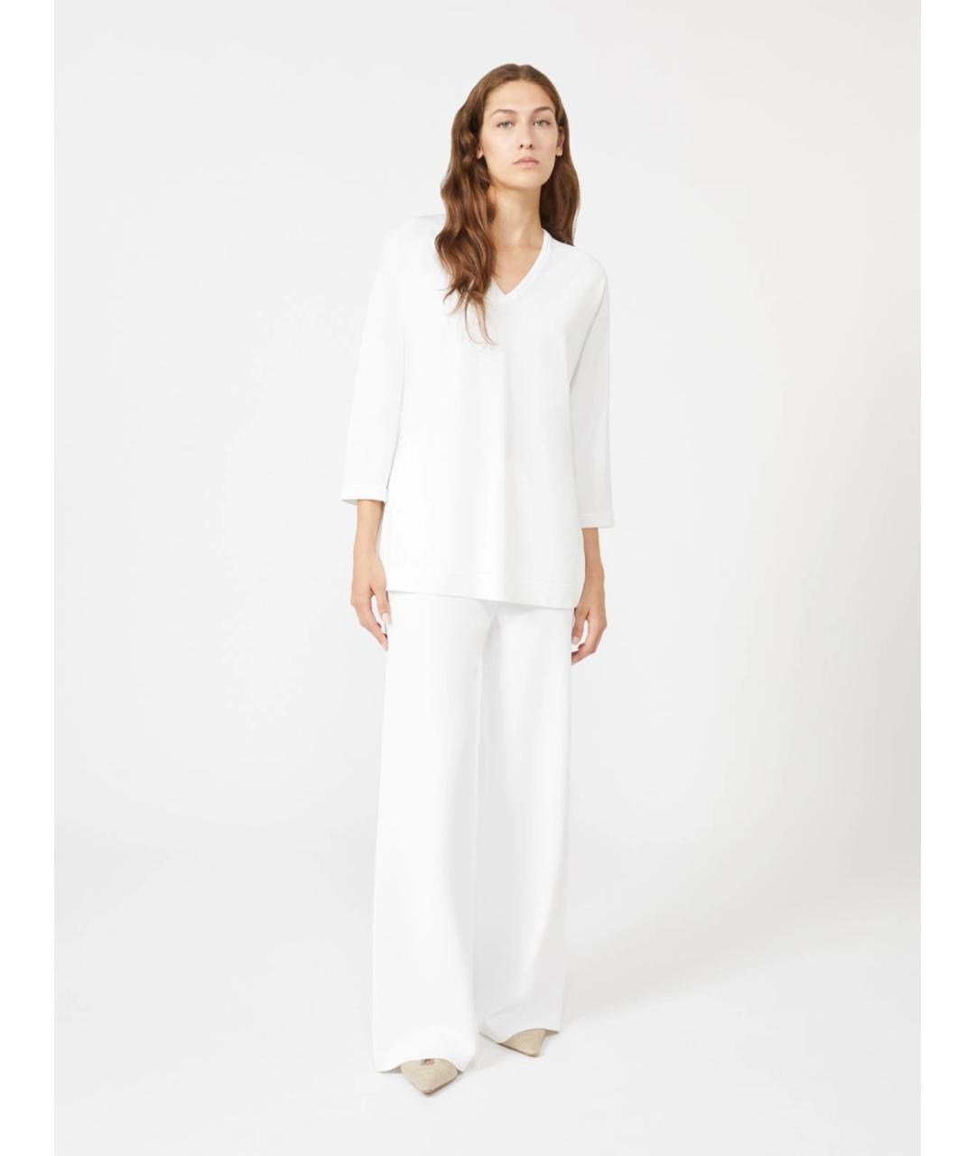 MAX MARA Белые вискозные брюки широкие, фото 2