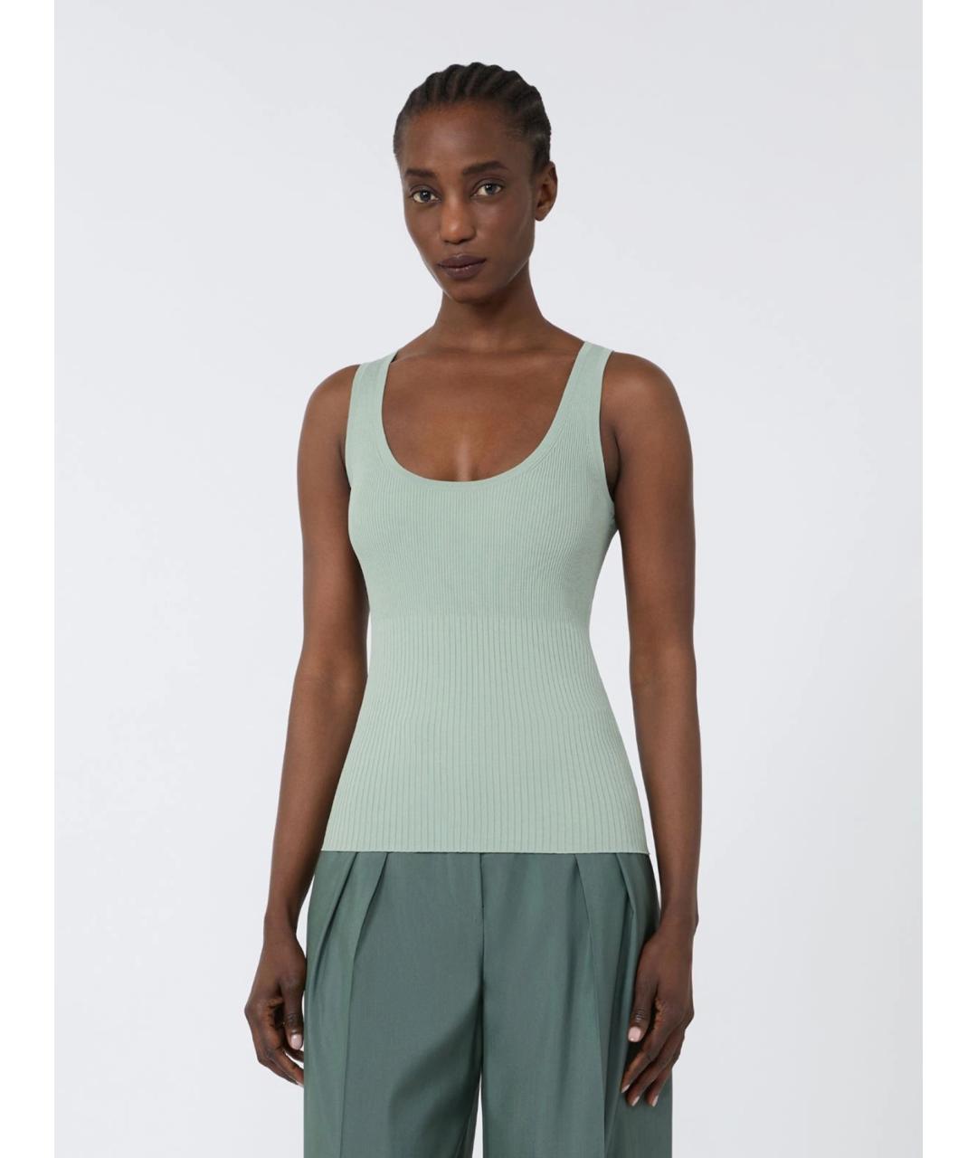 MAX MARA Зеленая вискозная майка, фото 3