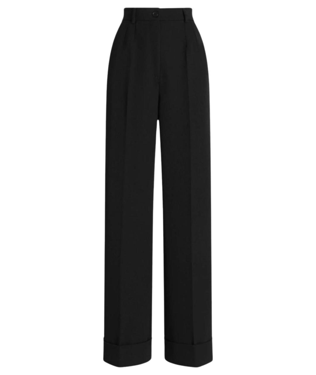 DOLCE&GABBANA Черные шерстяные прямые брюки, фото 1