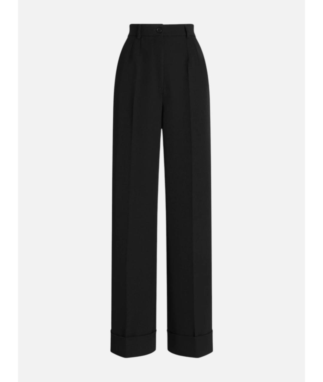 DOLCE&GABBANA Черные шерстяные прямые брюки, фото 5