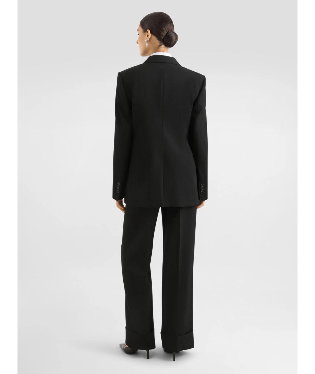 DOLCE&GABBANA Черные шерстяные прямые брюки, фото 4