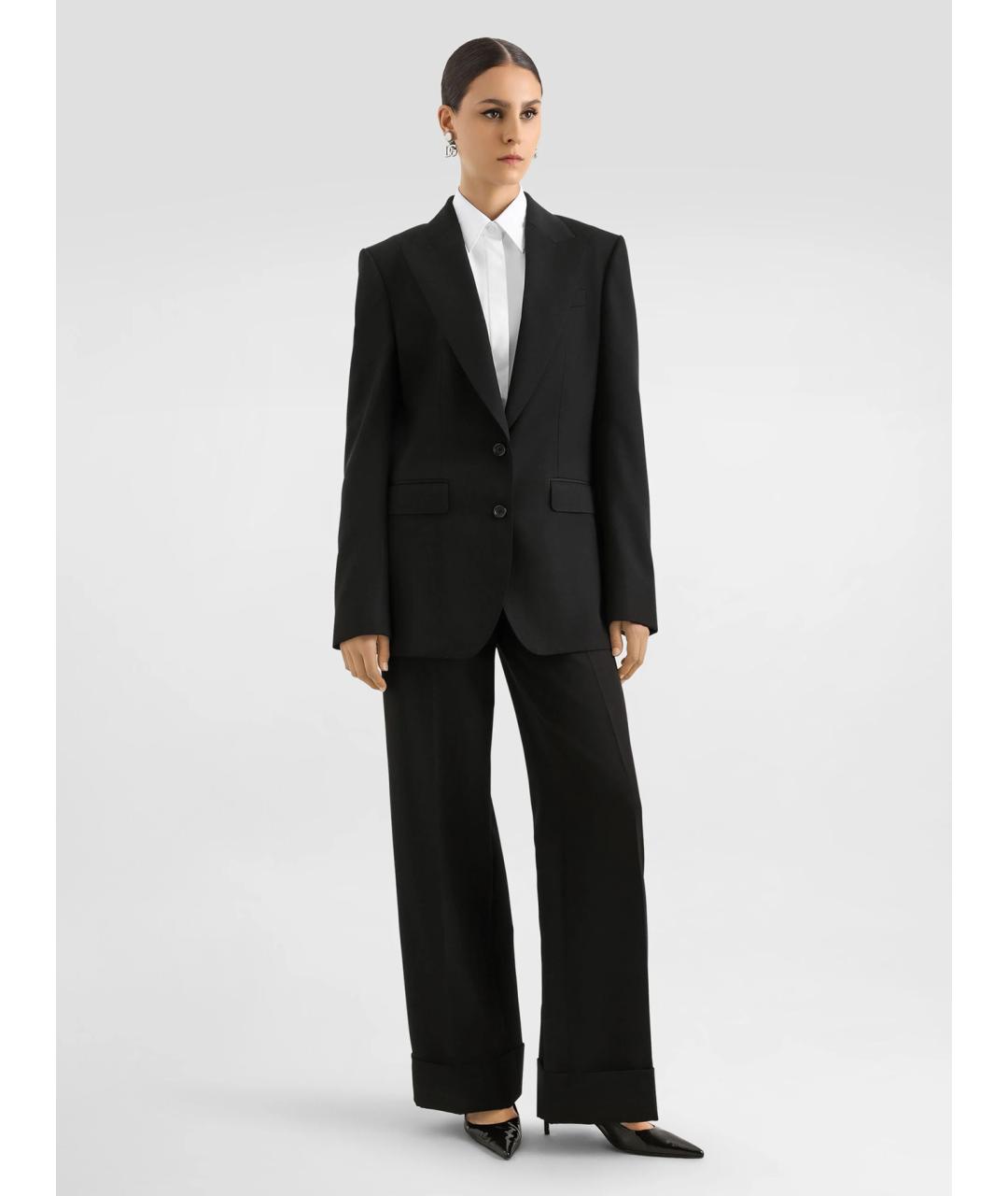 DOLCE&GABBANA Черные шерстяные прямые брюки, фото 2