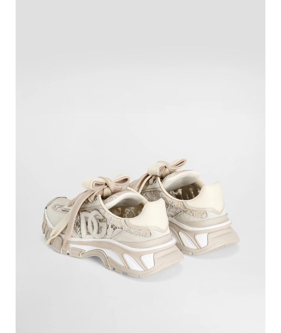 DOLCE&GABBANA Бежевые кожаные кроссовки, фото 3