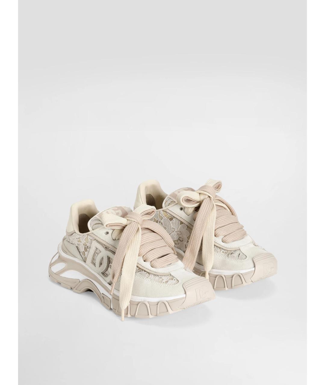 DOLCE&GABBANA Бежевые кожаные кроссовки, фото 2