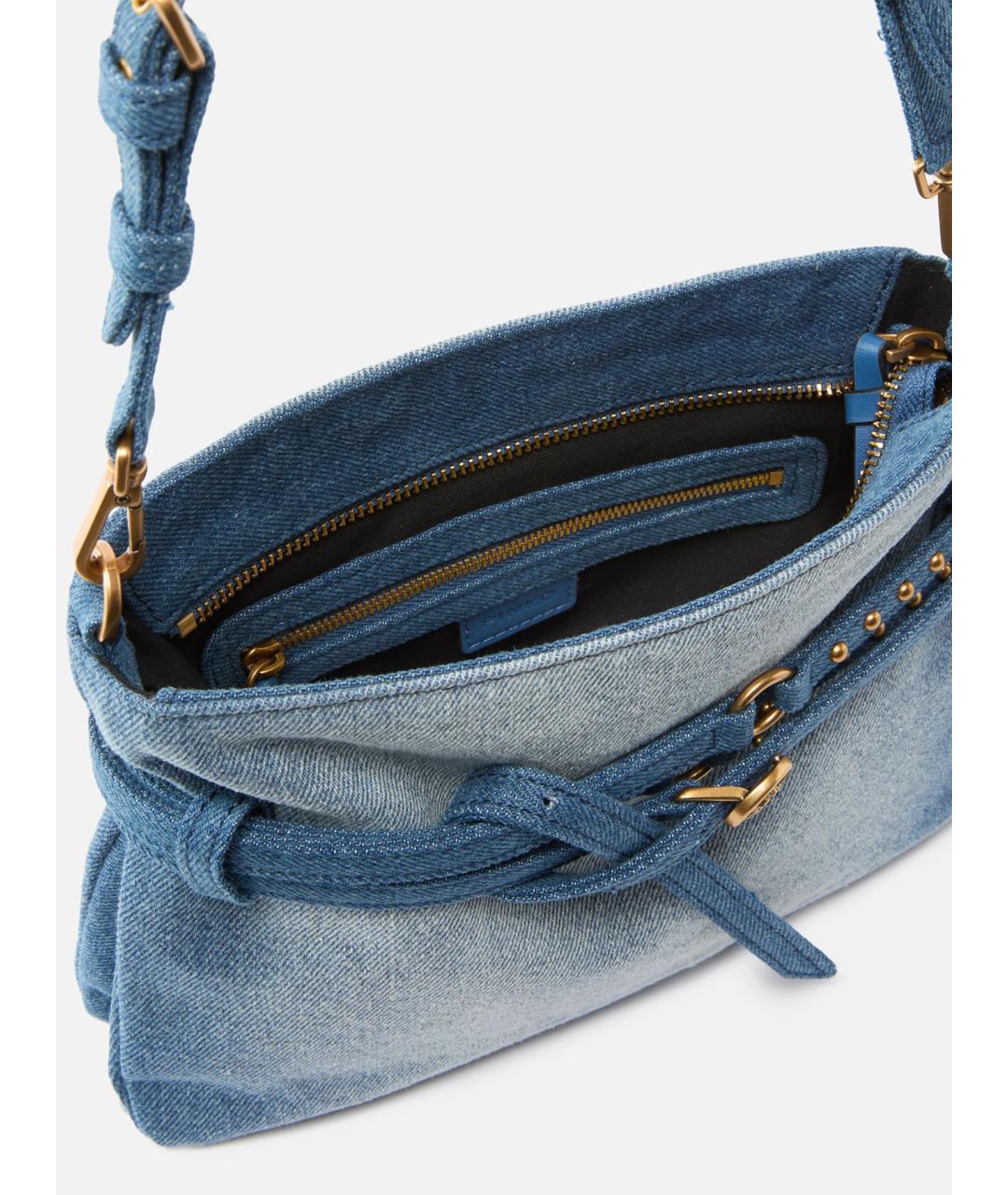 PINKO Синяя хлопковая сумка через плечо, фото 6