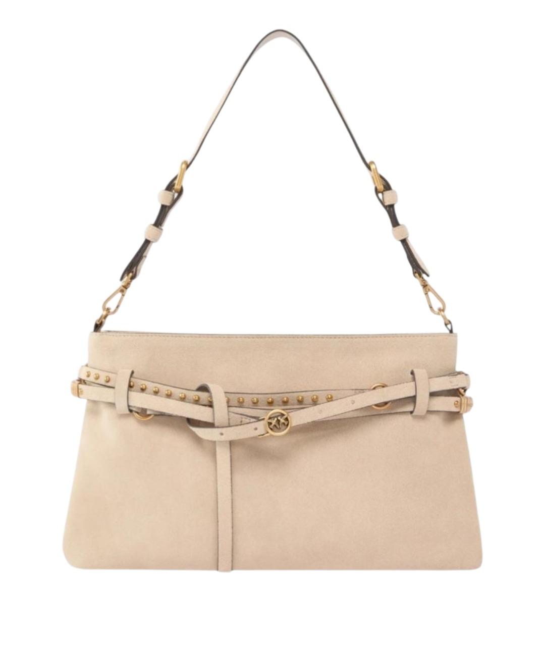 PINKO Бежевая кожаная сумка через плечо, фото 1