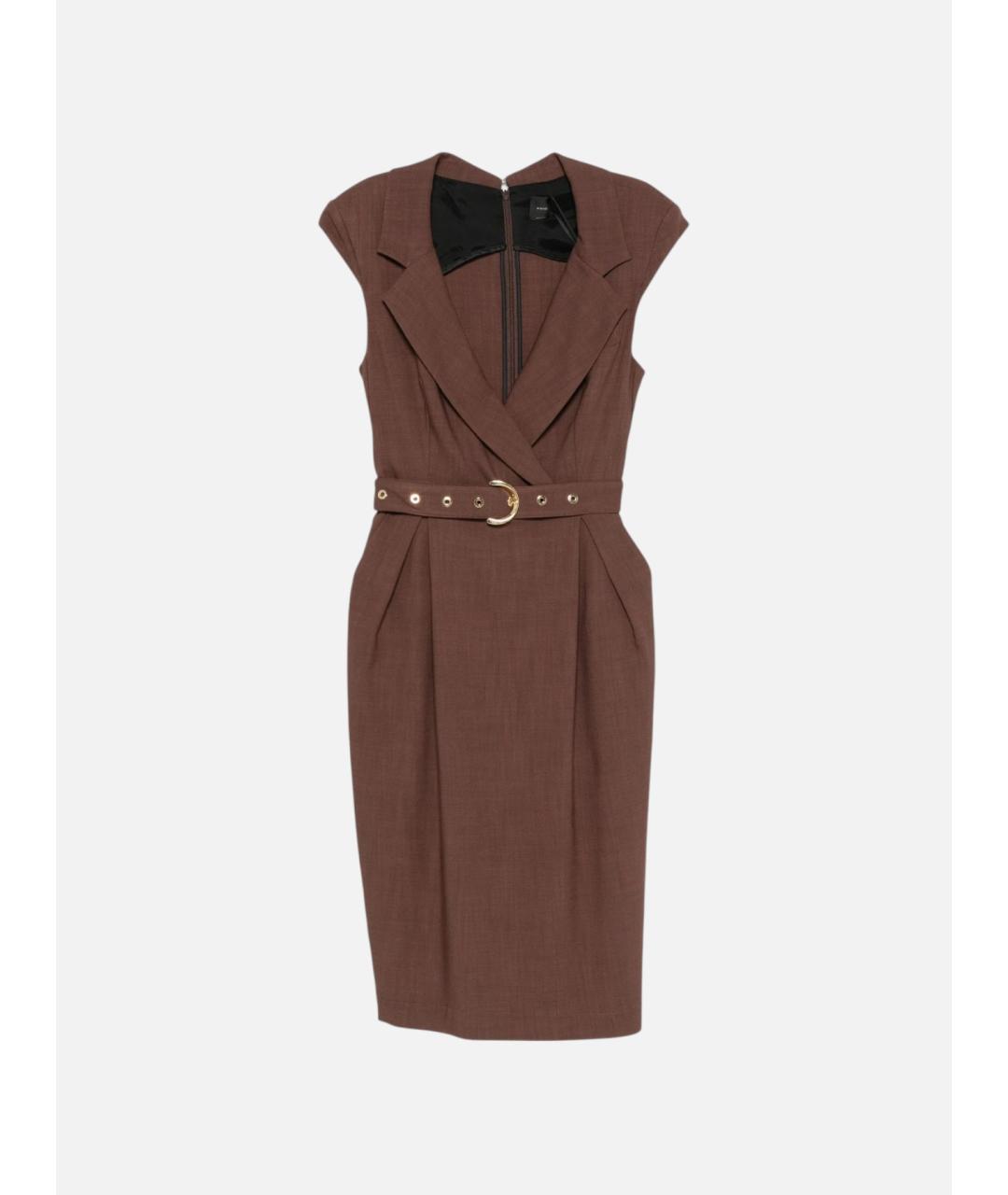 PINKO Коричневое вискозное коктейльное платье, фото 6