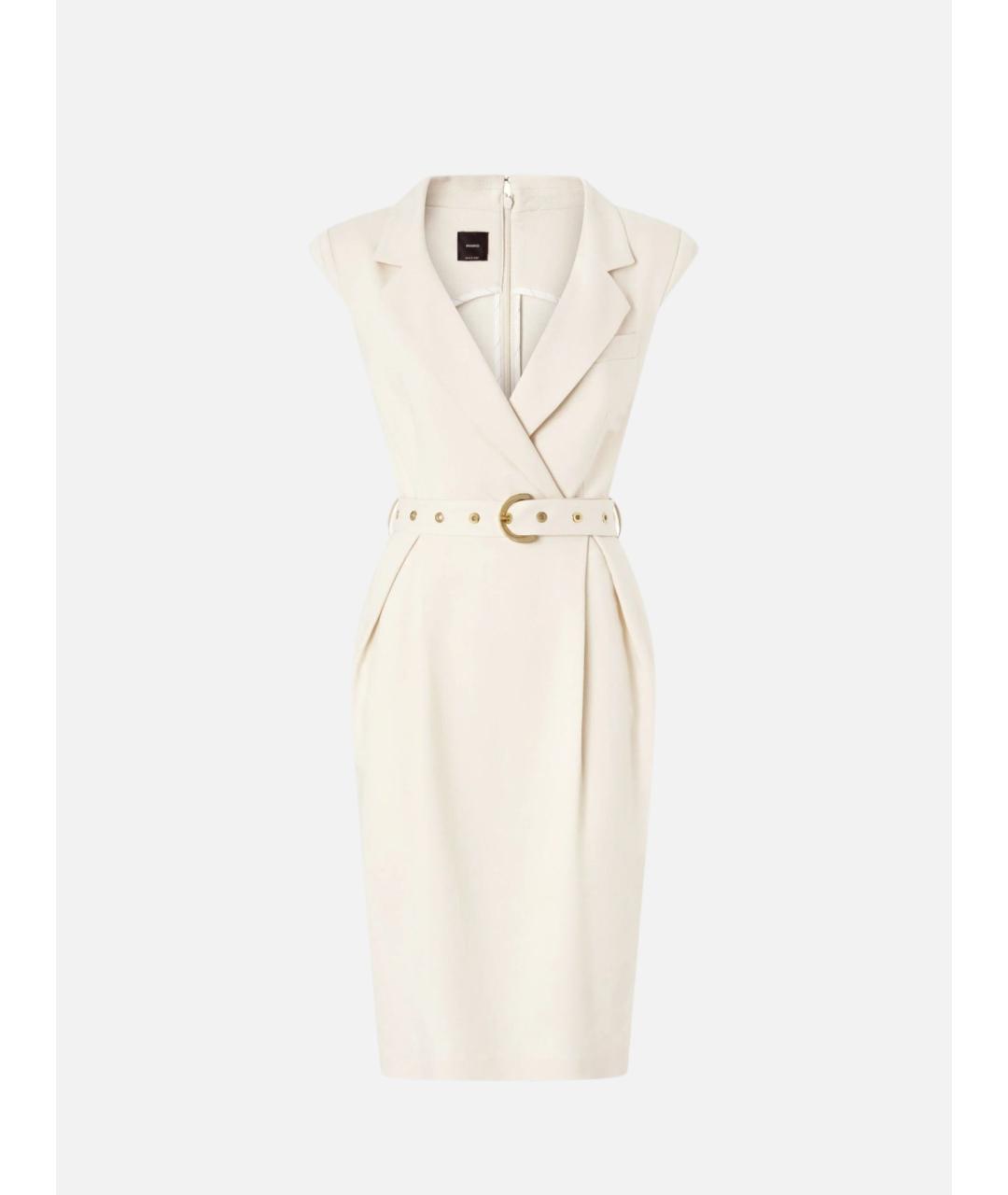 PINKO Бежевое вискозное повседневное платье, фото 7