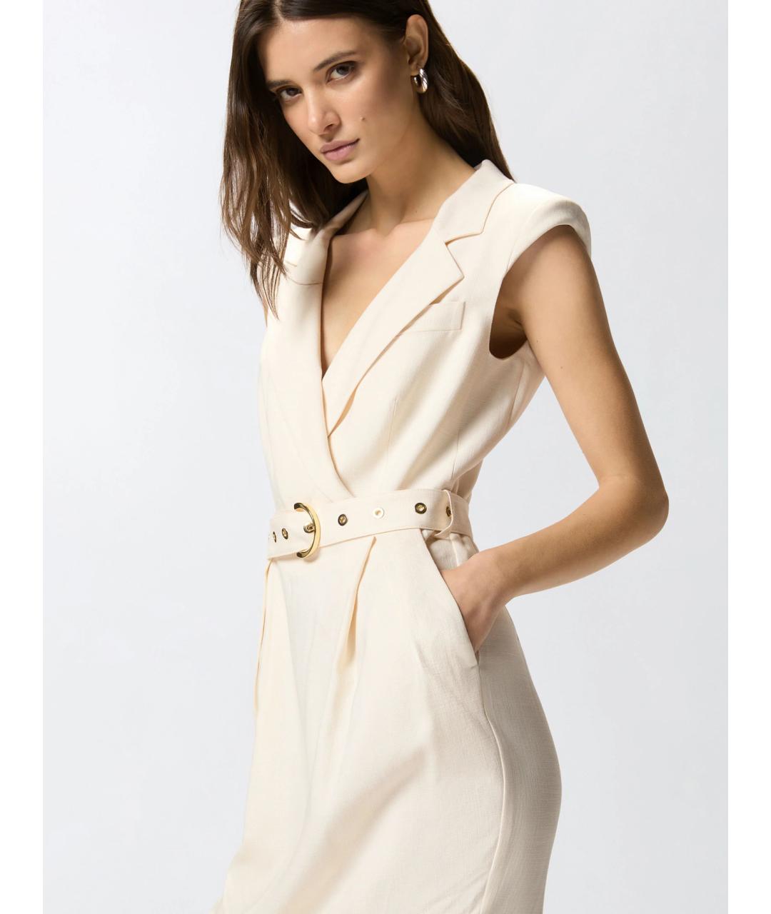PINKO Бежевое вискозное повседневное платье, фото 5