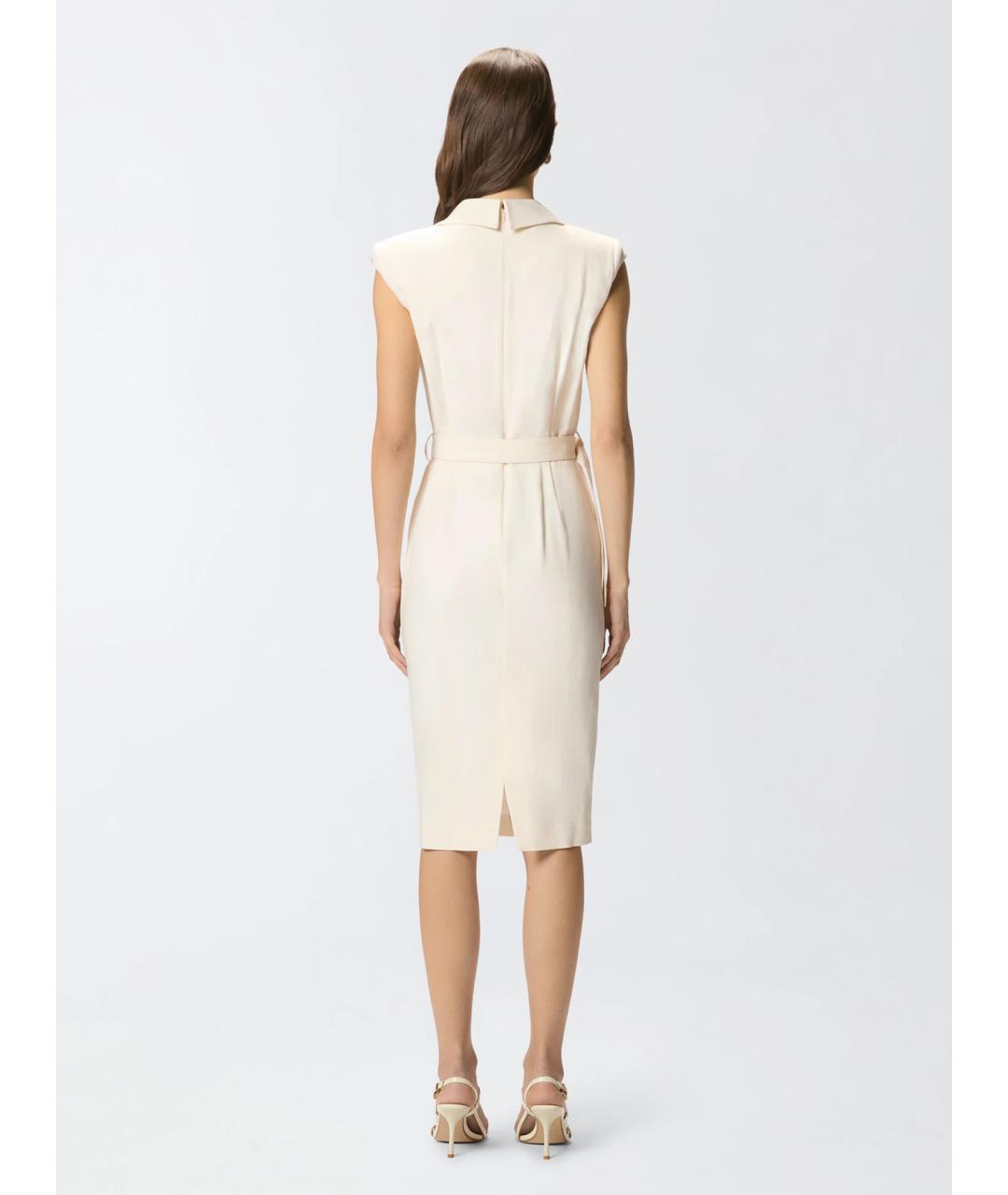 PINKO Бежевое вискозное повседневное платье, фото 4