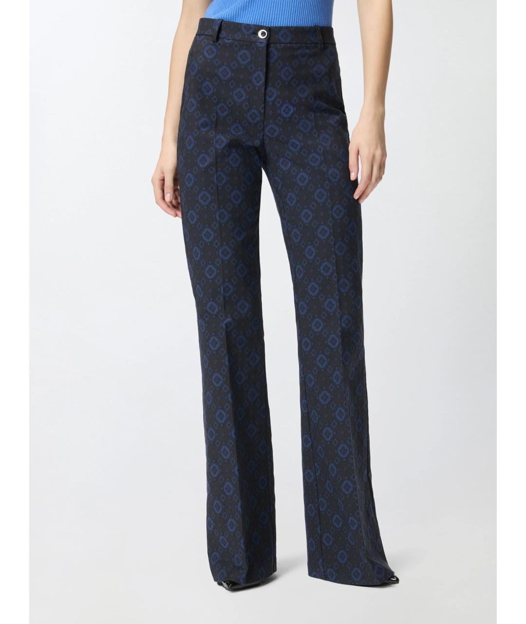 PINKO Темно-синие хлопковые прямые брюки, фото 3