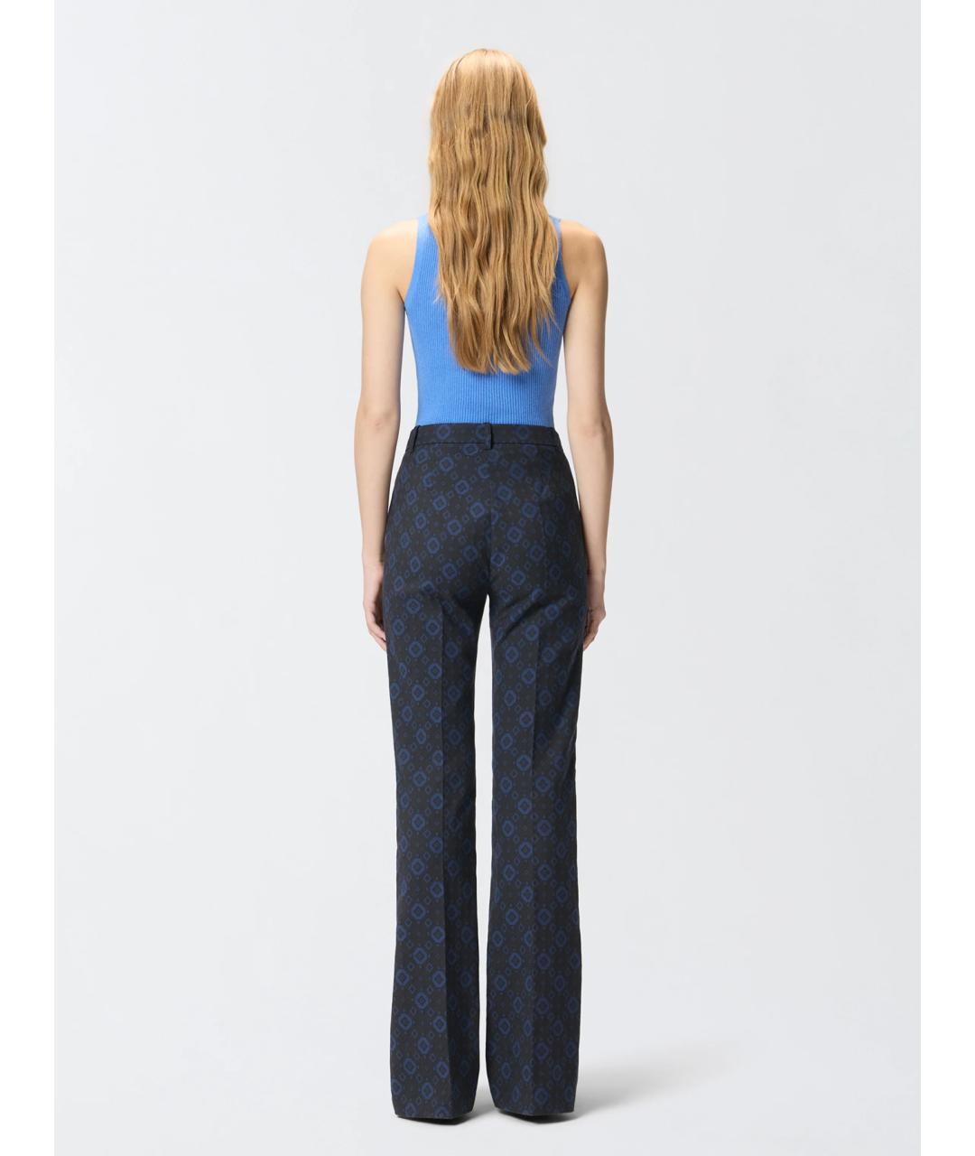 PINKO Темно-синие хлопковые прямые брюки, фото 4