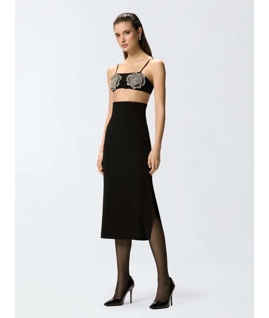 PINKO Черная вискозная юбка миди, фото 2