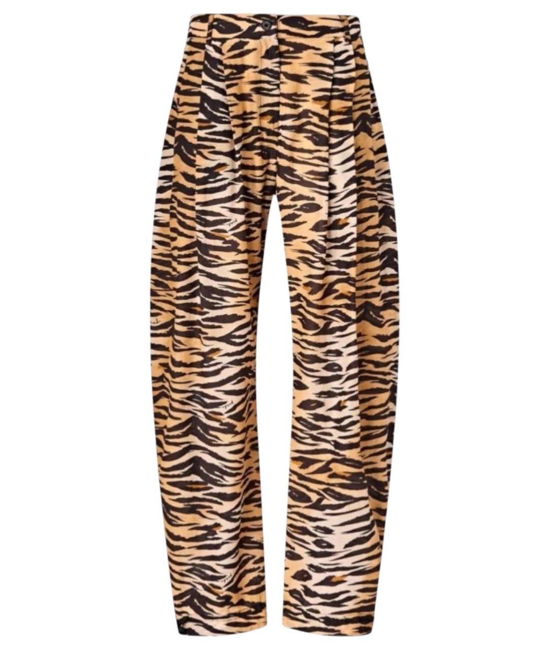 PINKO Коричневые хлопковые прямые брюки, фото 1