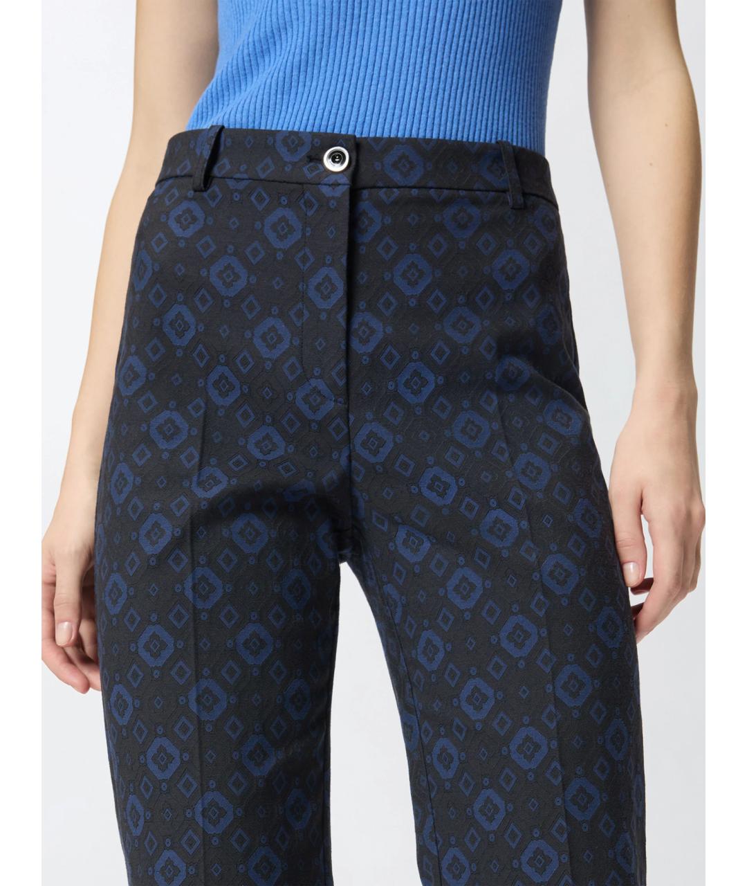 PINKO Темно-синие хлопковые прямые брюки, фото 5