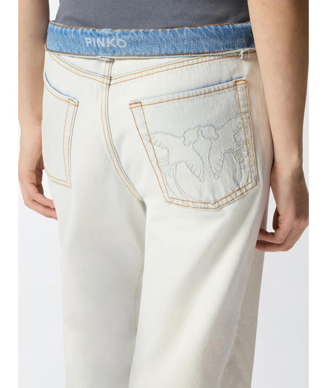 PINKO Белые хлопковые прямые джинсы, фото 5