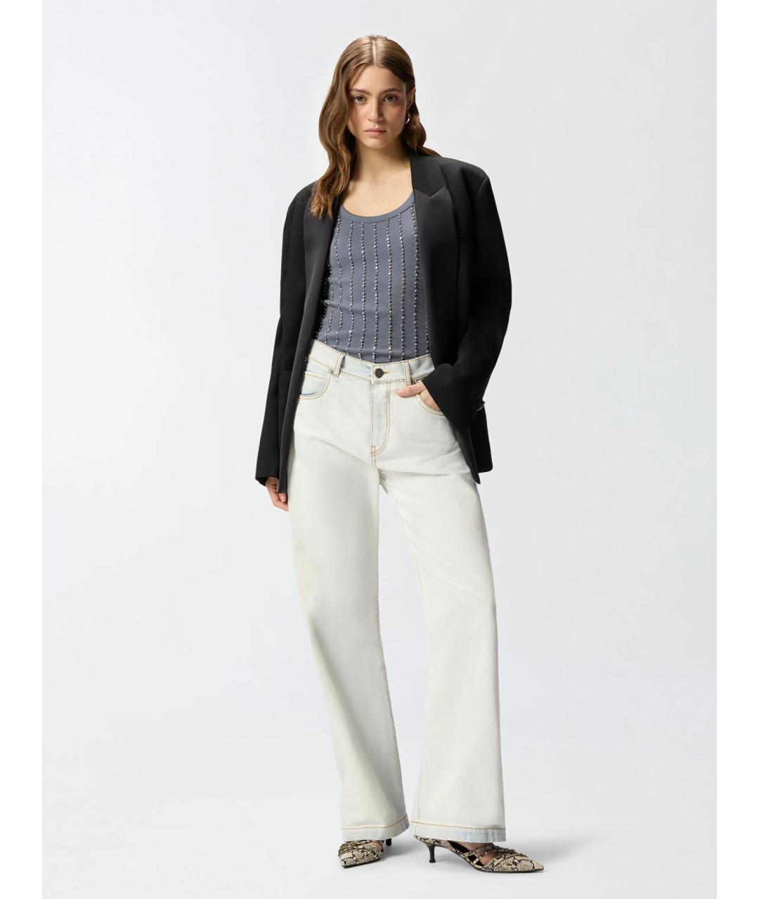 PINKO Белые хлопковые прямые джинсы, фото 2