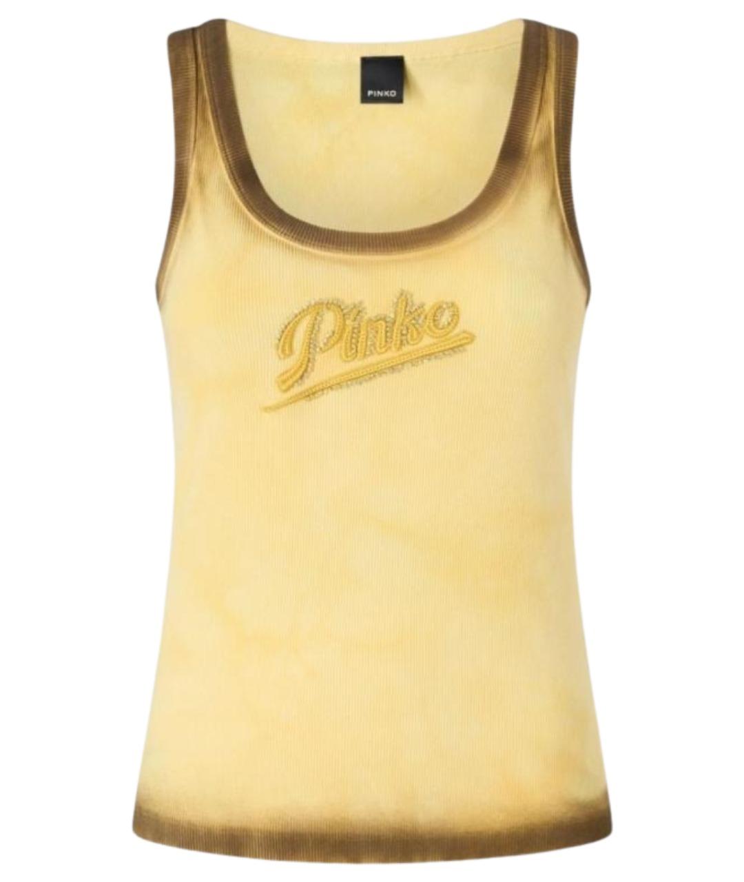 PINKO Желтая хлопковая майка, фото 1