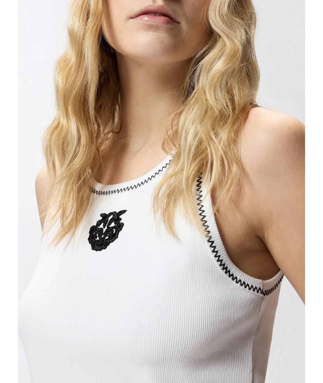 PINKO Белая хлопковая майка, фото 5