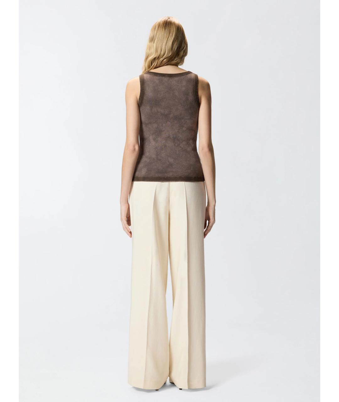 PINKO Коричневая хлопковая майка, фото 4