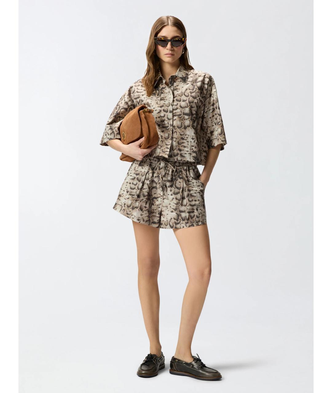 PINKO Коричневые хлопковые шорты, фото 2