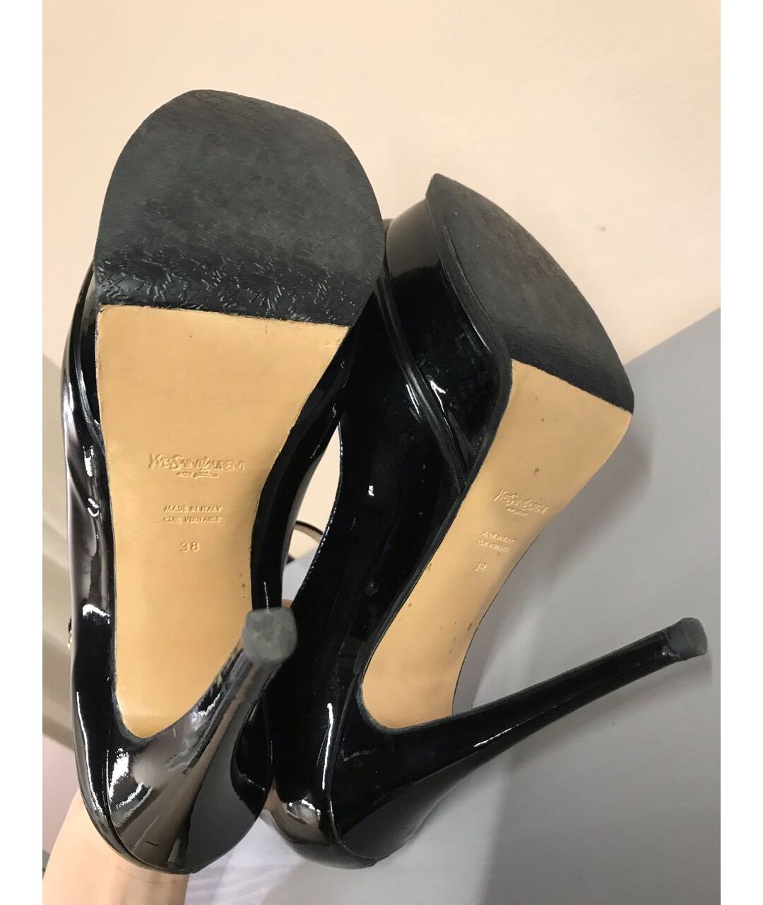 SAINT LAURENT Черные туфли из лакированной кожи, фото 6