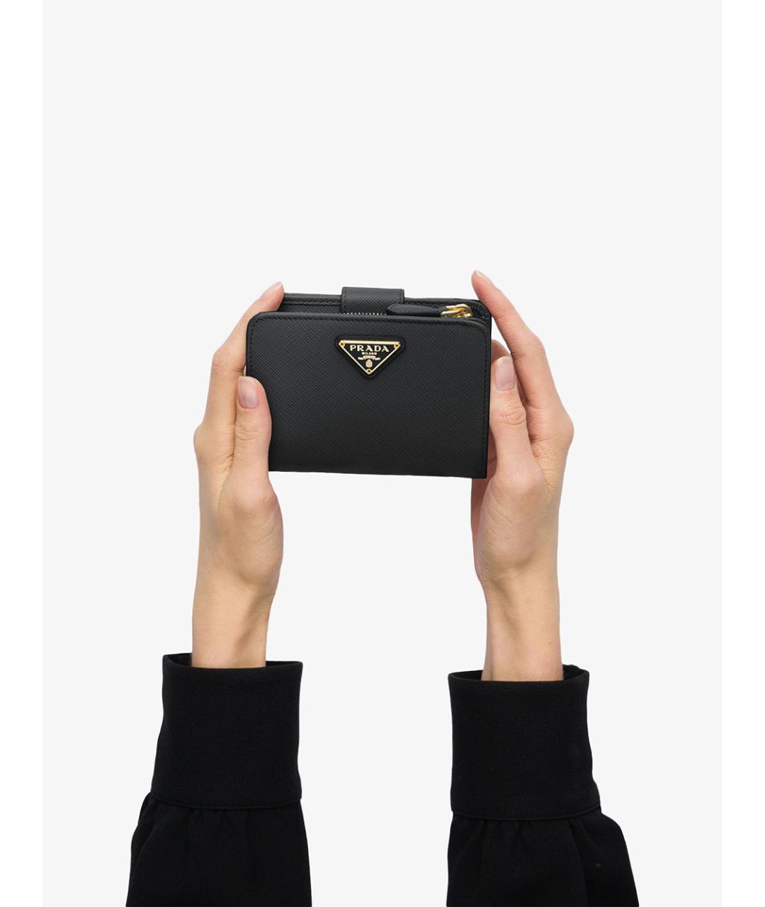 PRADA Черный кожаный кошелек, фото 4