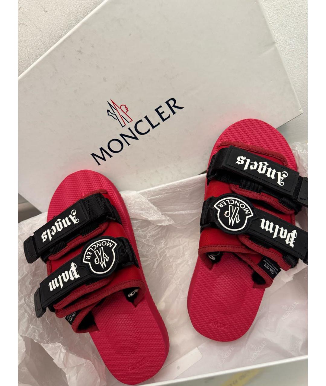 MONCLER Красные шлепанцы, фото 6