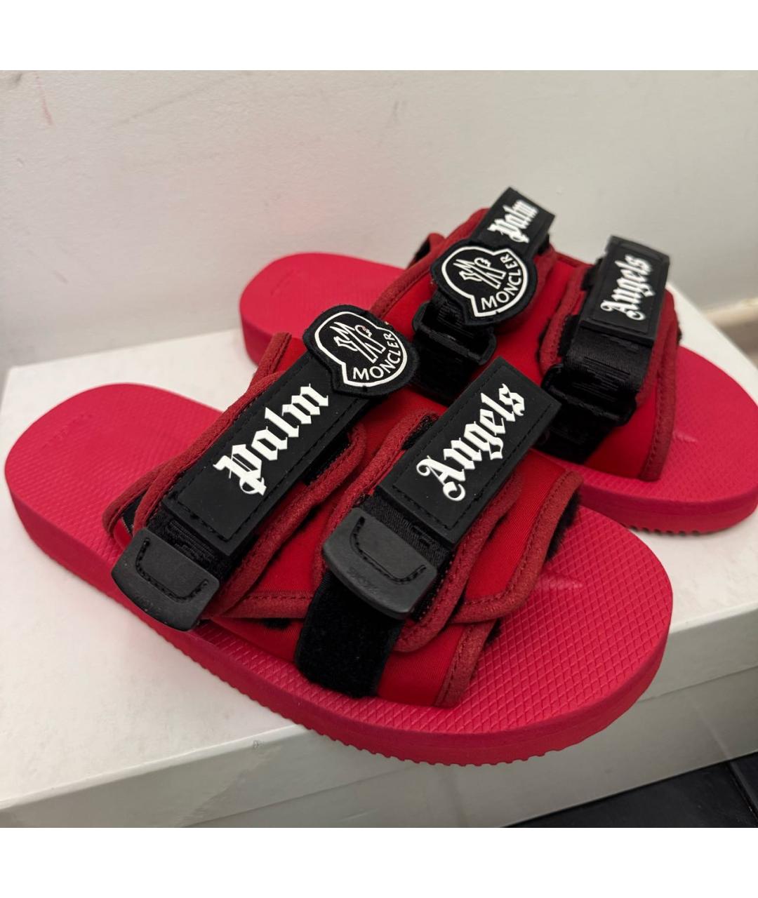 MONCLER Красные шлепанцы, фото 5