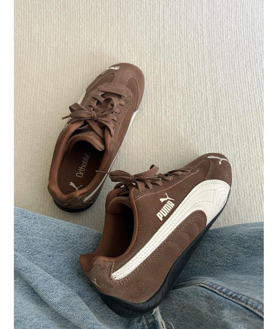 PUMA Коричневые замшевые низкие кроссовки / кеды, фото 3