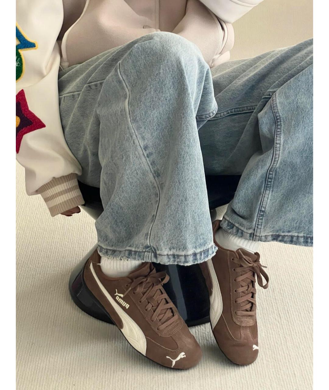 PUMA Коричневые замшевые низкие кроссовки / кеды, фото 4