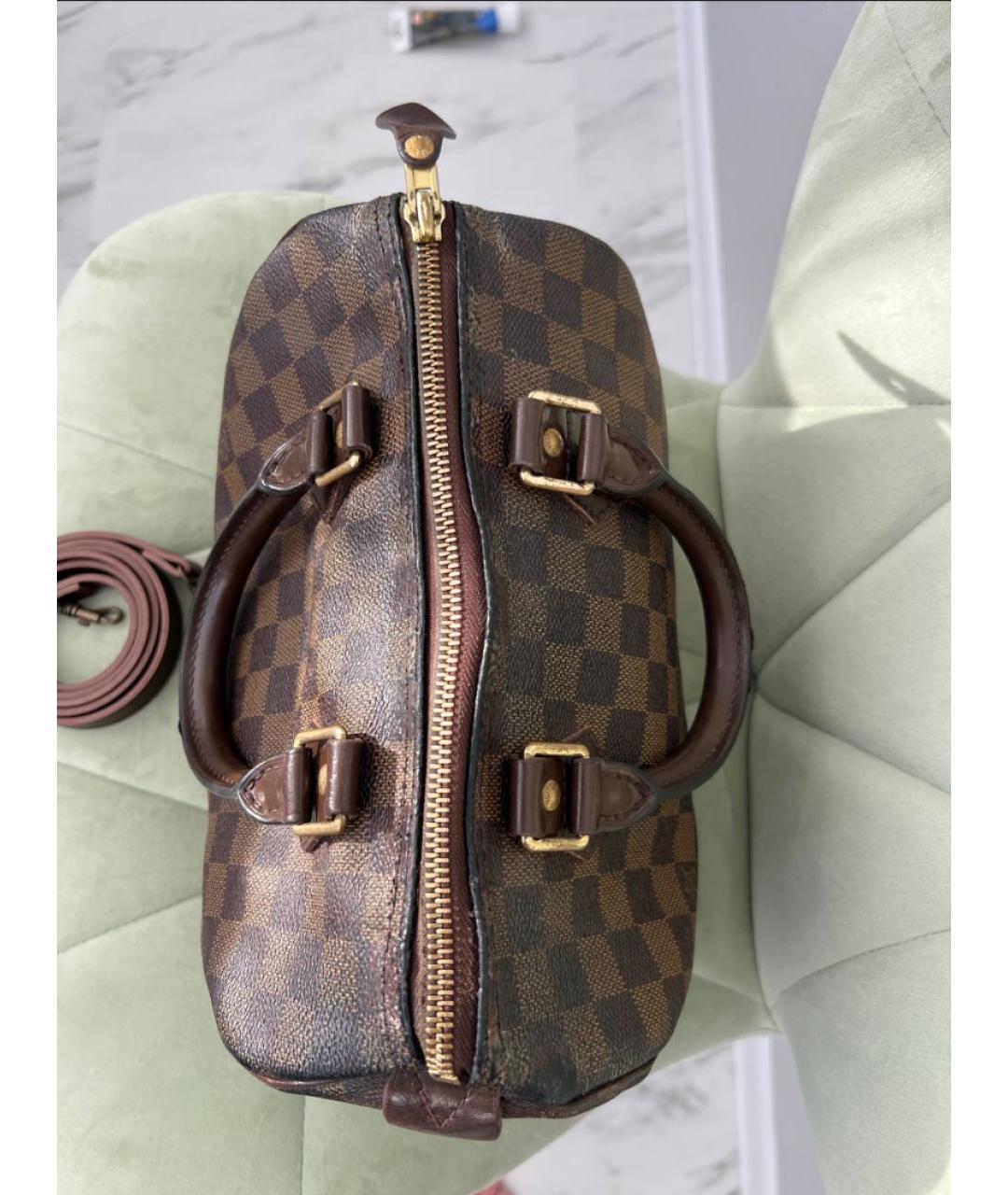 LOUIS VUITTON Коричневая кожаная сумка с короткими ручками, фото 4