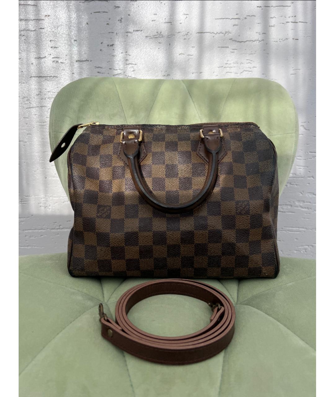 LOUIS VUITTON Коричневая кожаная сумка с короткими ручками, фото 8