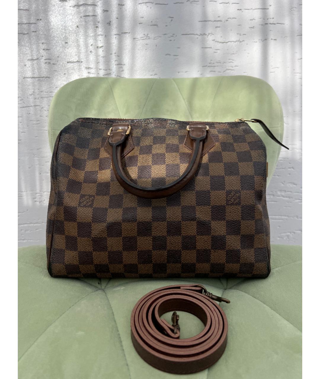 LOUIS VUITTON Коричневая кожаная сумка с короткими ручками, фото 3