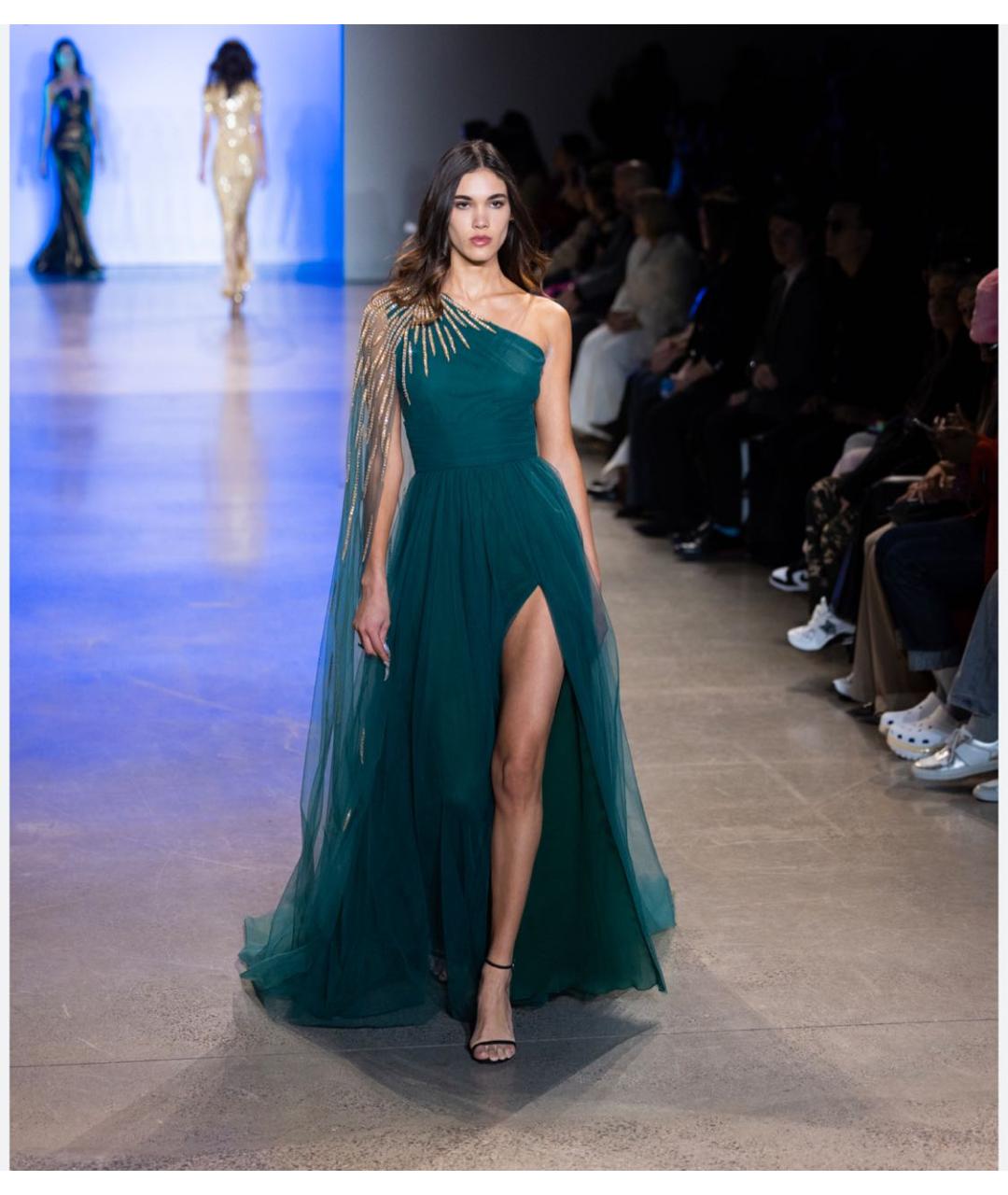 PHILOSOPHY DI LORENZO SERAFINI Зеленые шифоновое вечернее платье, фото 4