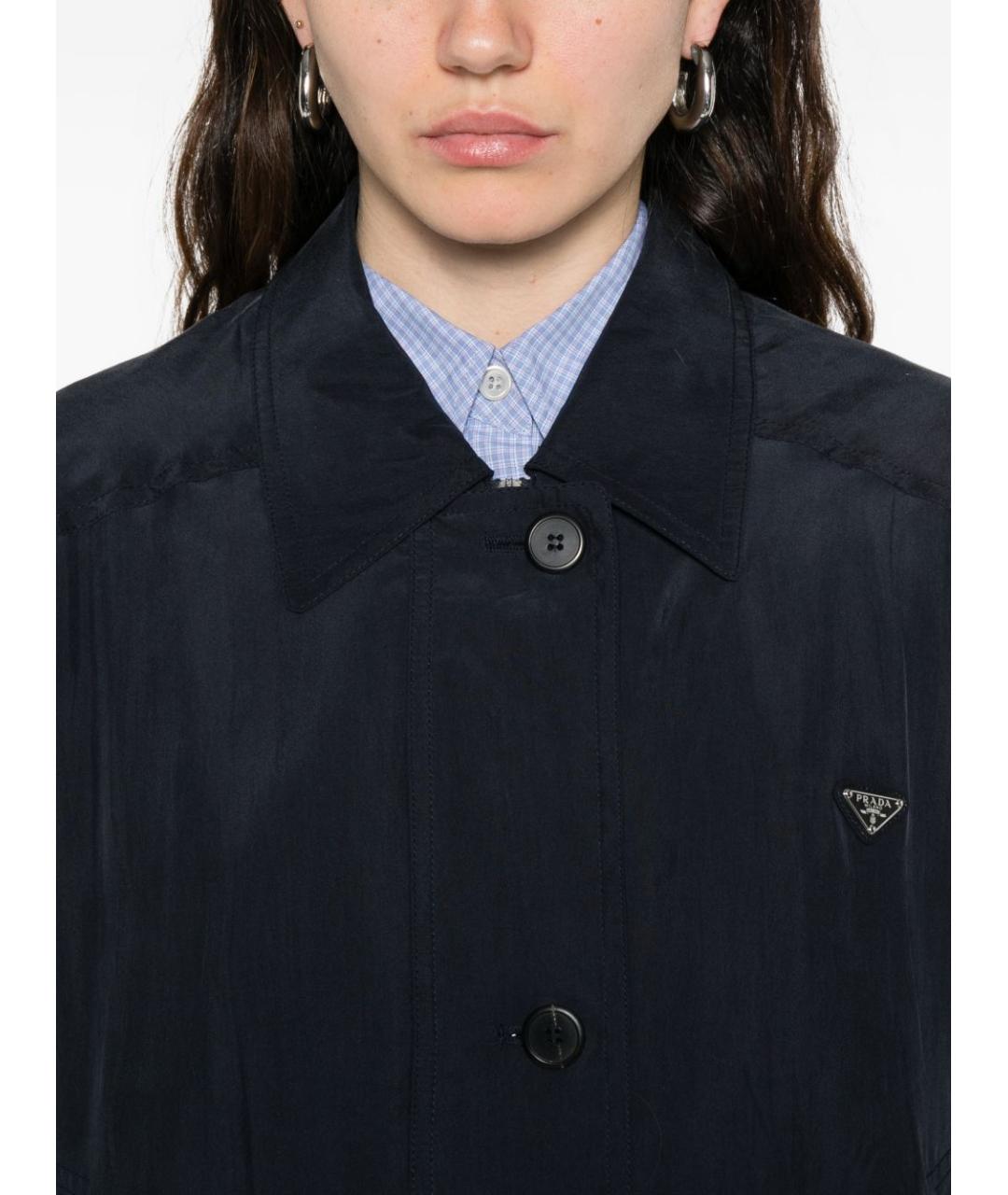 PRADA Темно-синяя шелковая куртка, фото 5