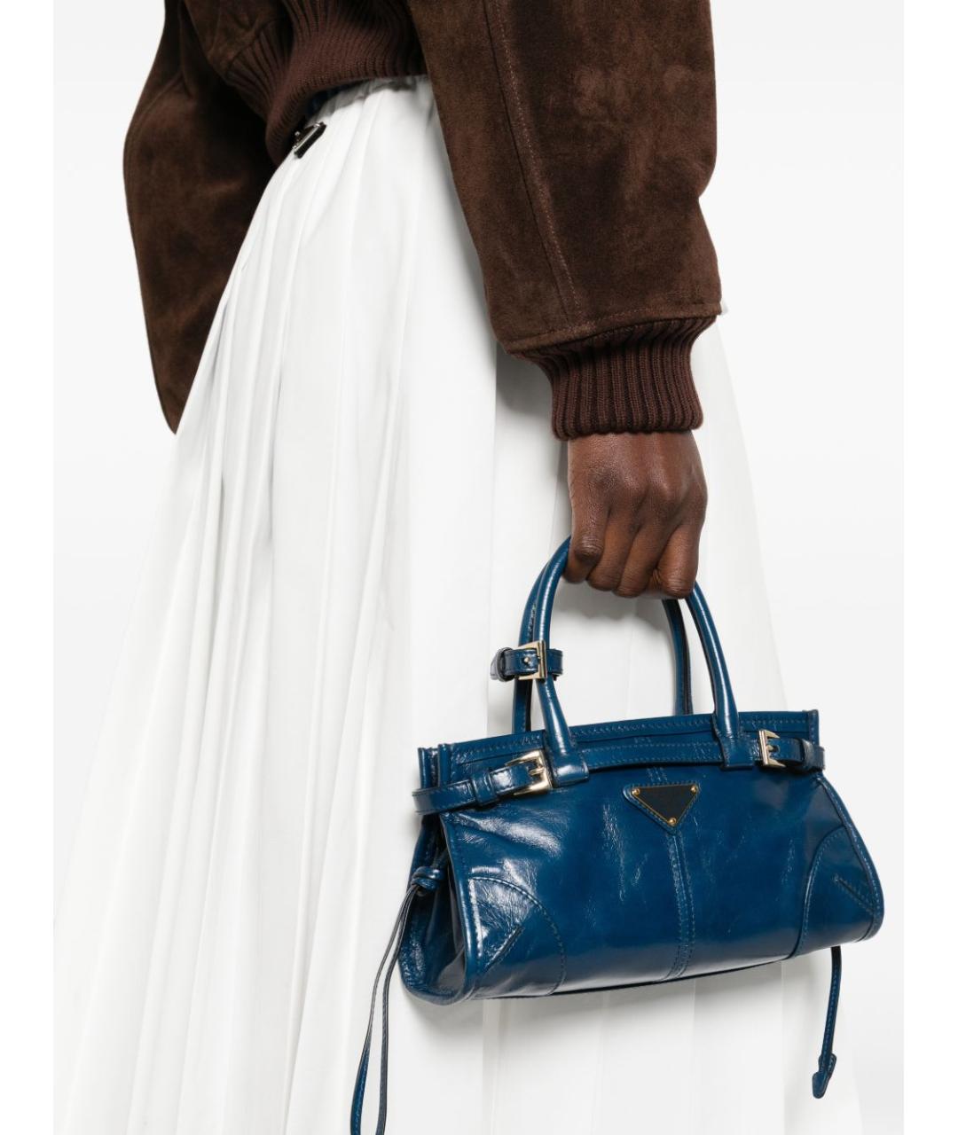 PRADA Синяя кожаная сумка тоут, фото 3