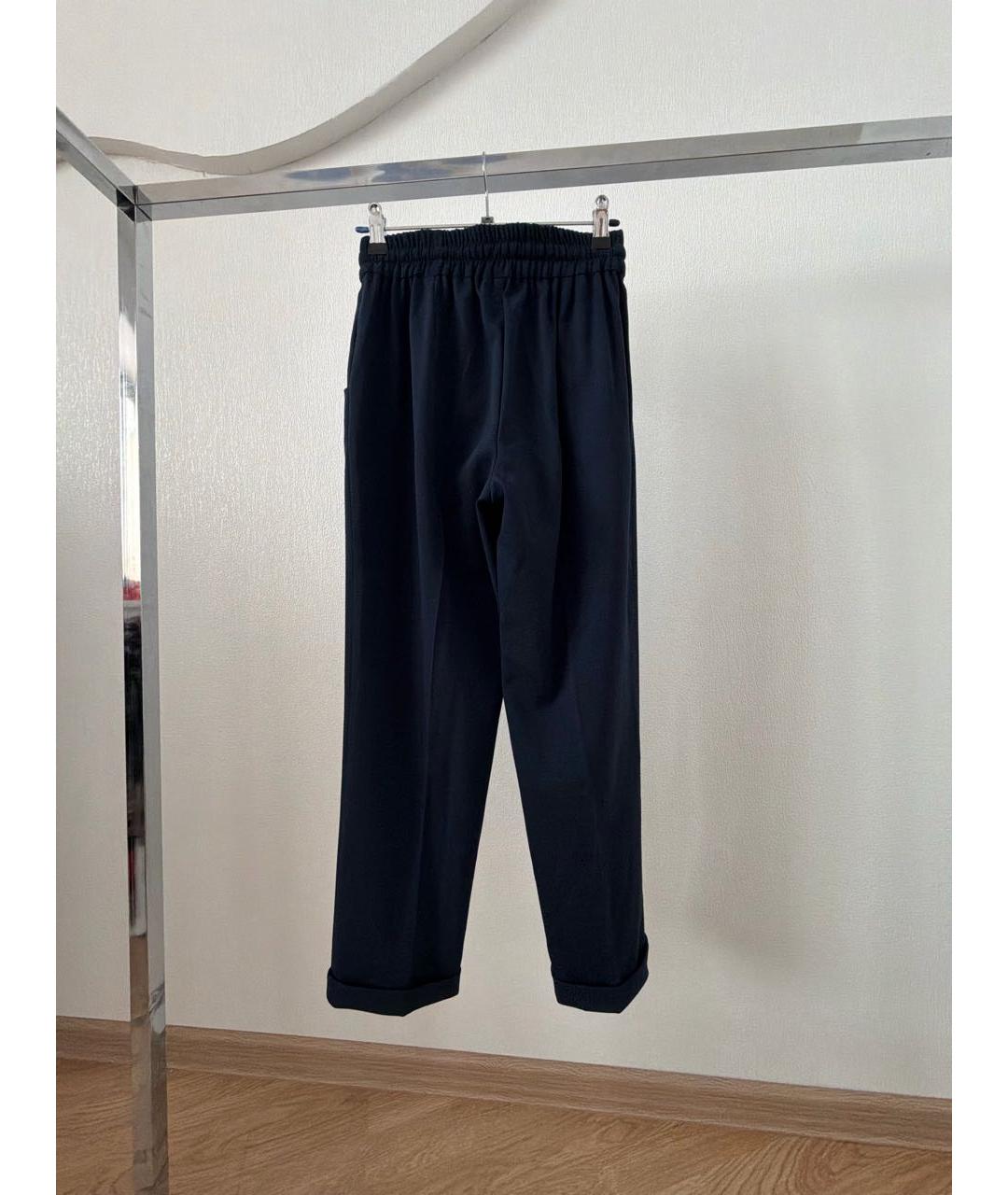 KITON Темно-синие шерстяные прямые брюки, фото 4