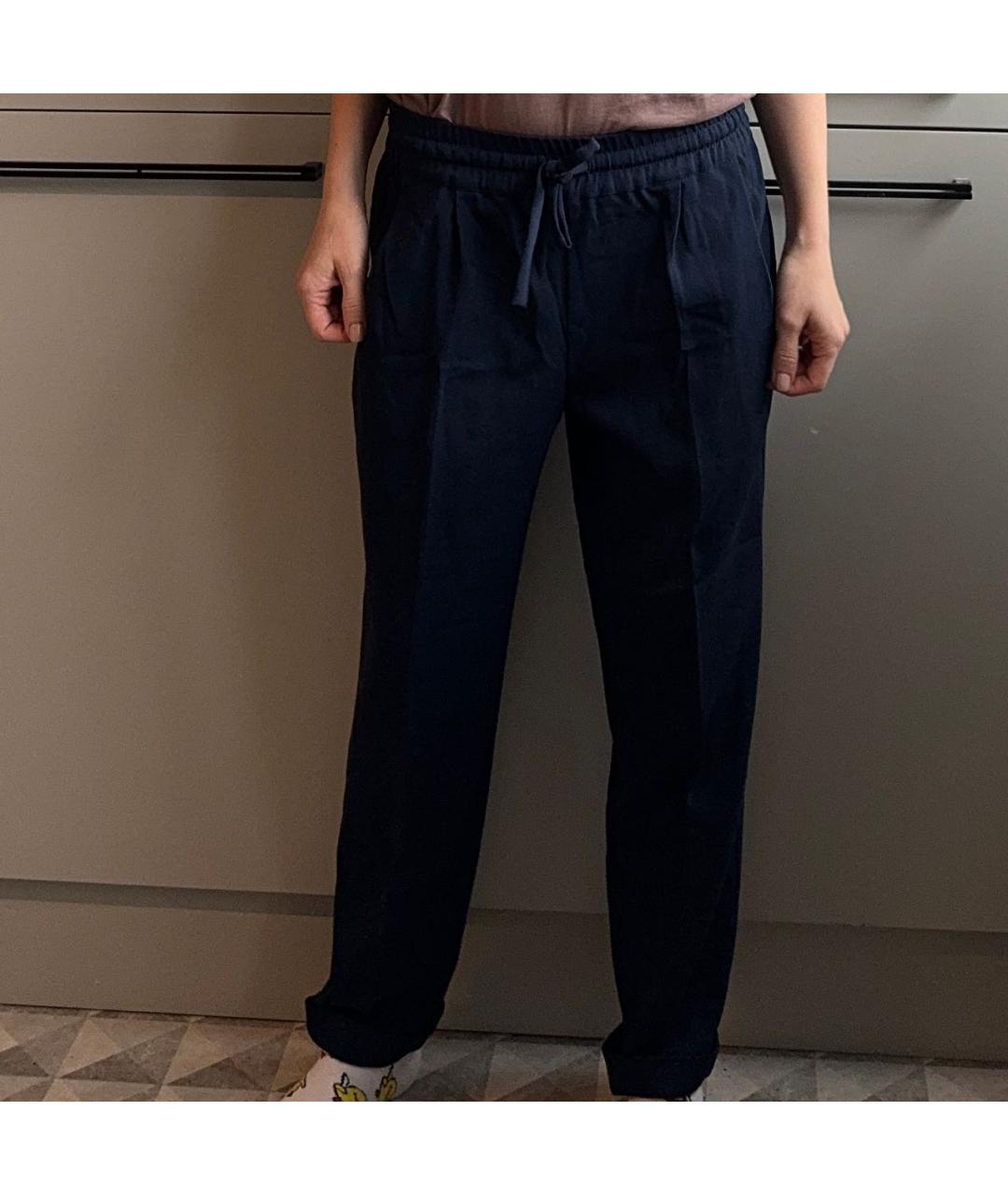 KITON Темно-синие шерстяные прямые брюки, фото 8