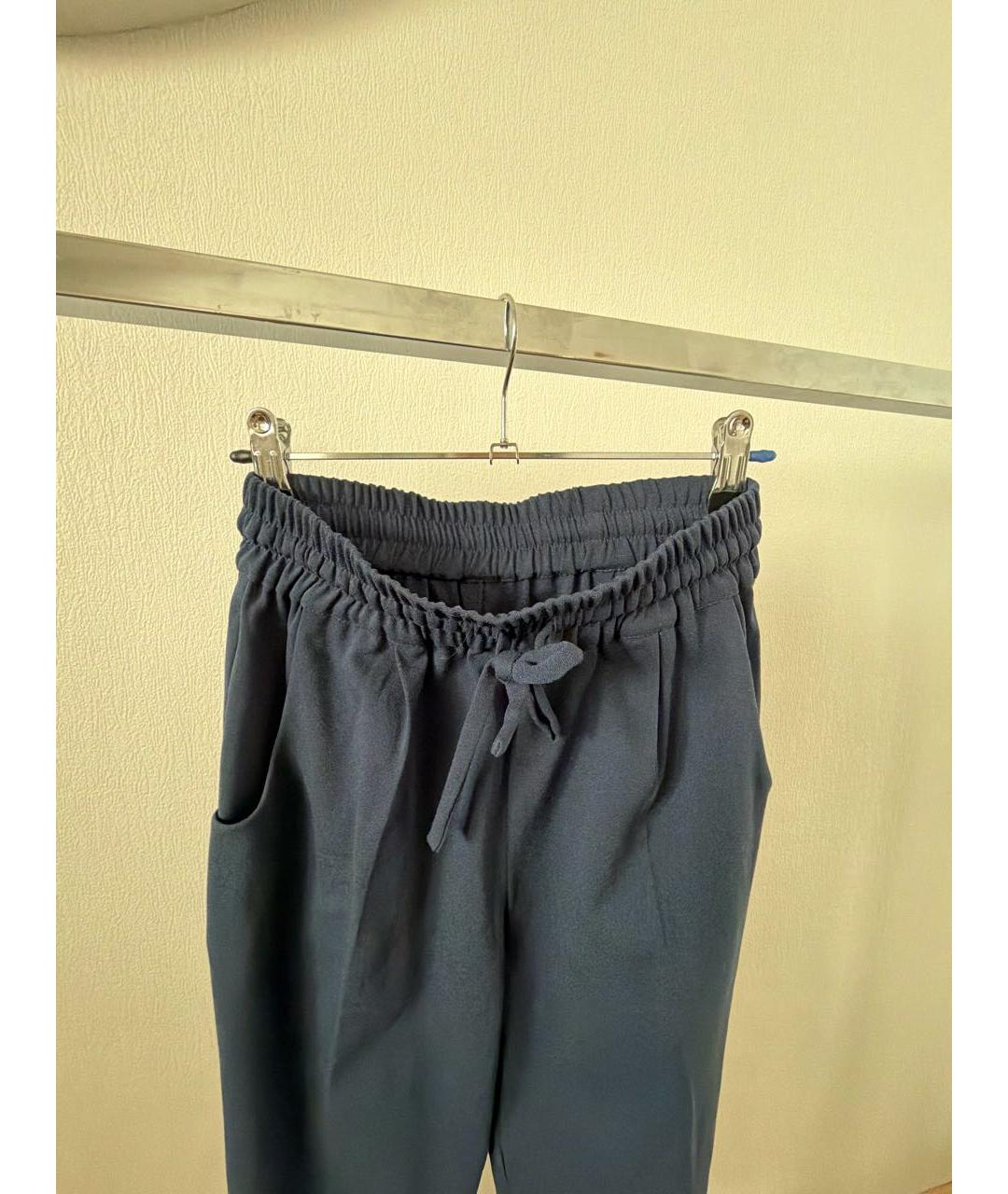 KITON Темно-синие шерстяные прямые брюки, фото 2