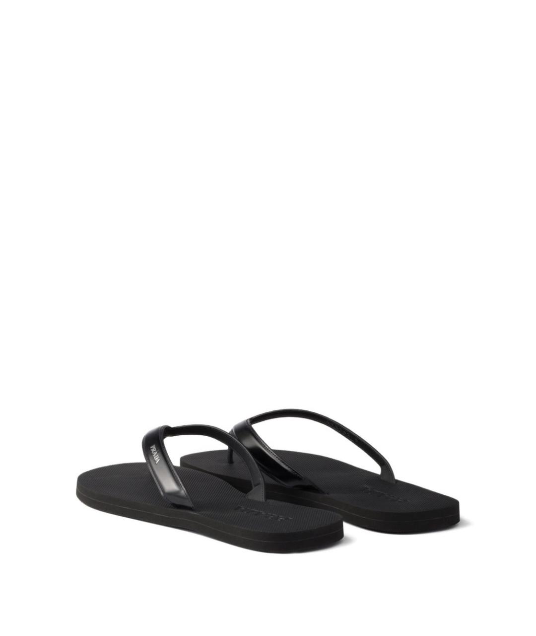 PRADA Черные кожаные шлепанцы, фото 5
