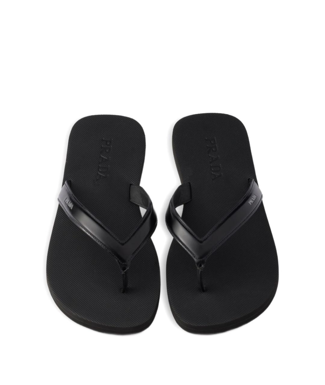 PRADA Черные кожаные шлепанцы, фото 4