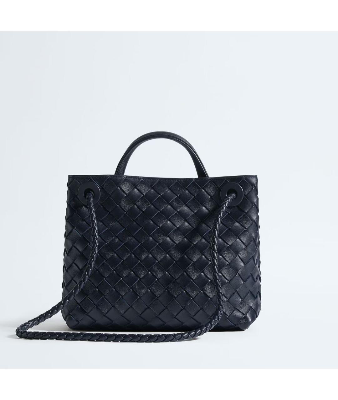 BOTTEGA VENETA Темно-синяя кожаная сумка тоут, фото 3