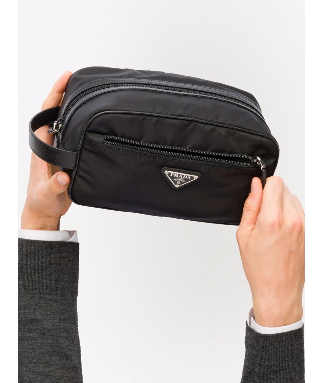 PRADA Черная синтетическая барсетка, фото 5