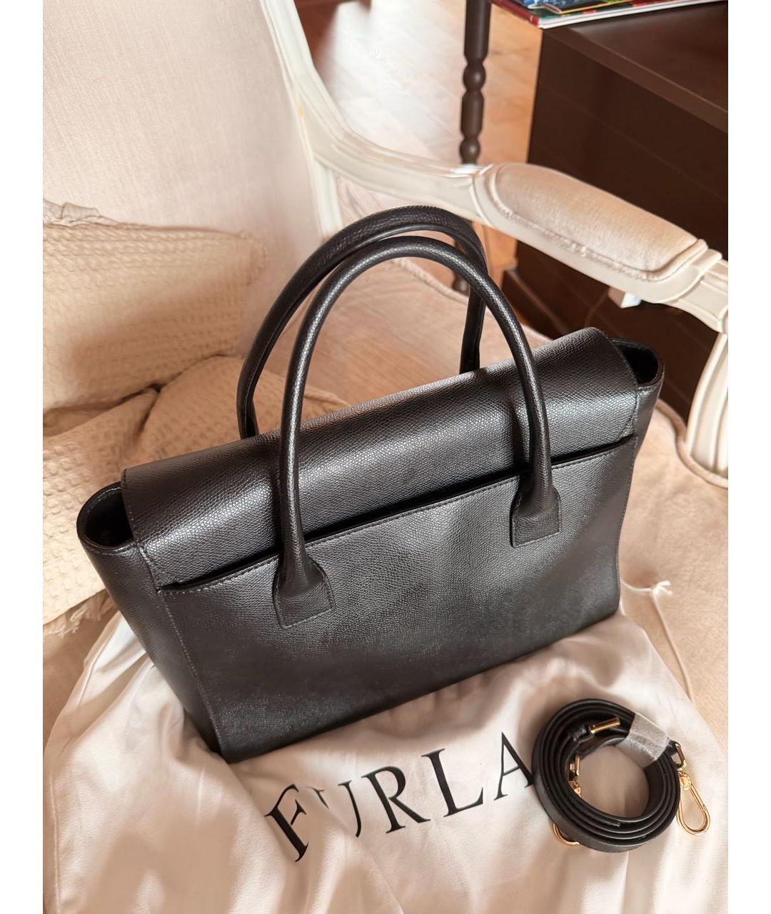 FURLA Черная кожаная сумка с короткими ручками, фото 2